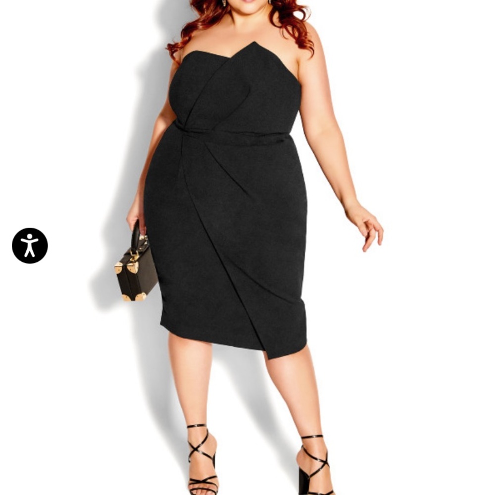 Never worn, tags on, City Chic size Large (20) black asymmetrical dress.